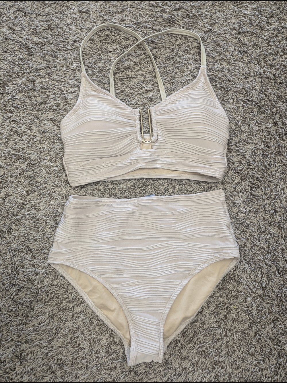 Amazon Women's Cream High-Waist Bikini Set